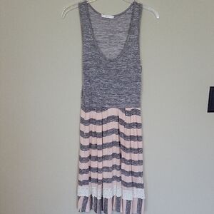 Ezra Gray and Pink Striped Mini Dress